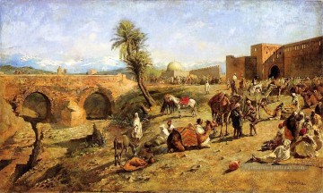  ville - Arrivée d’une caravane en dehors de la ville du Maroc Arabian Edwin Lord Weeks